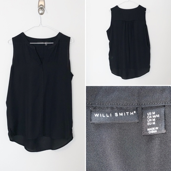 Willi Smith Sheer Sleeveless Black Blouse - Medium - Picture 1 of 6